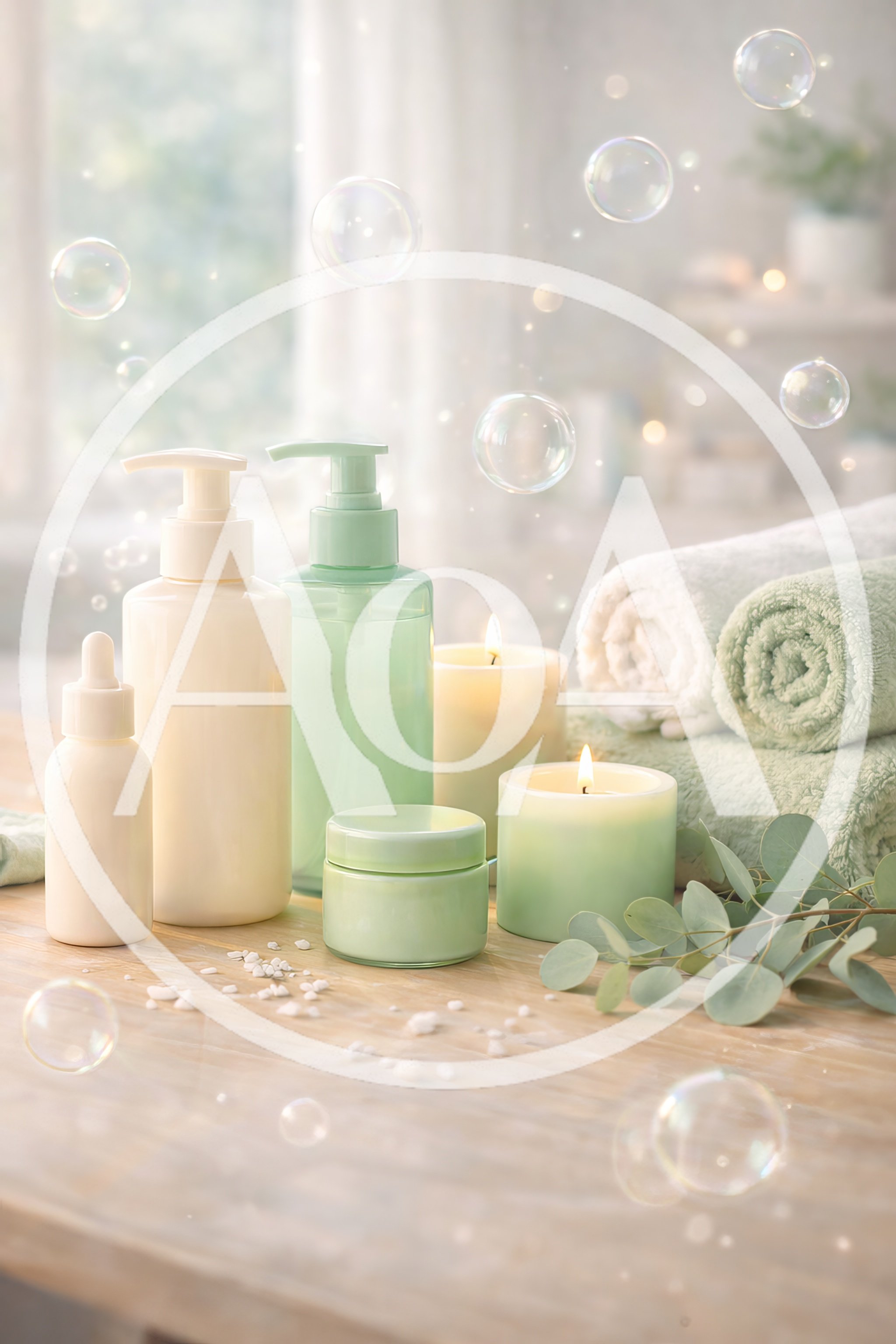 Spa Wellness Products With Eucalyptus And Candles