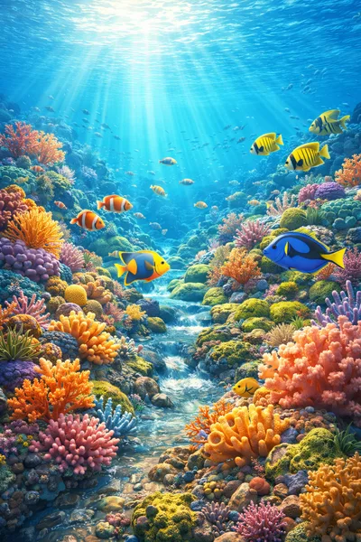 Vibrant Coral Reef Ecosystem With Tropical Fish