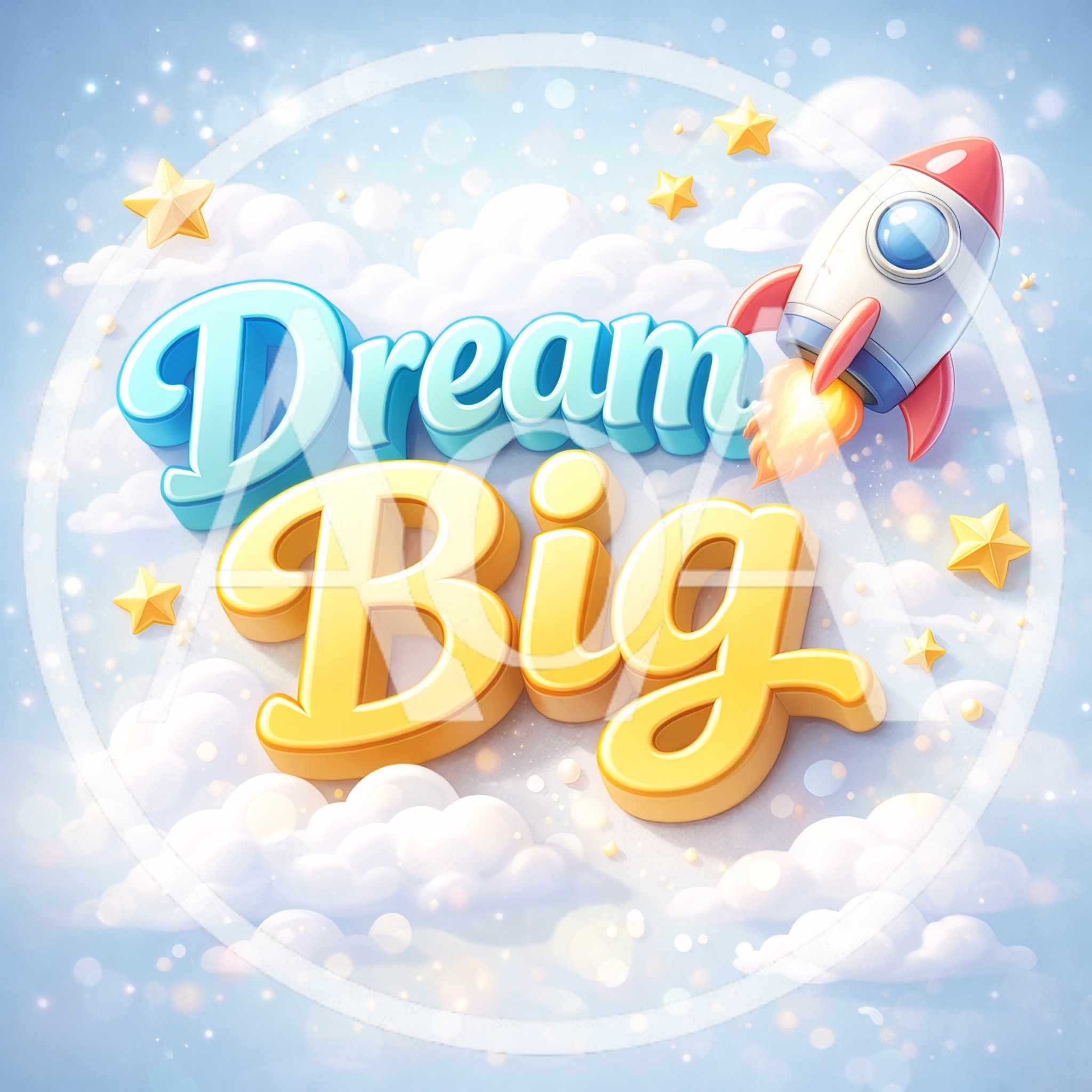 Dream Big Inspirational Text With Rocket And Stars