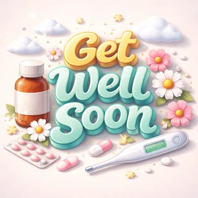 Get Well Soon Greeting Card With Medical Supplies