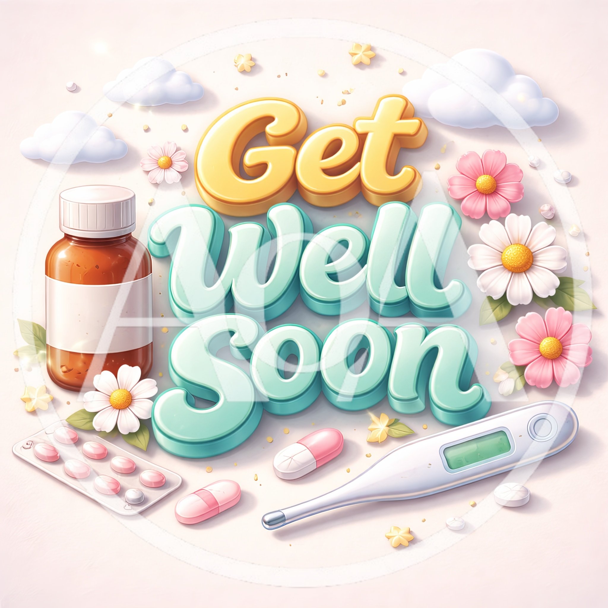 Get Well Soon Greeting Card With Medical Supplies