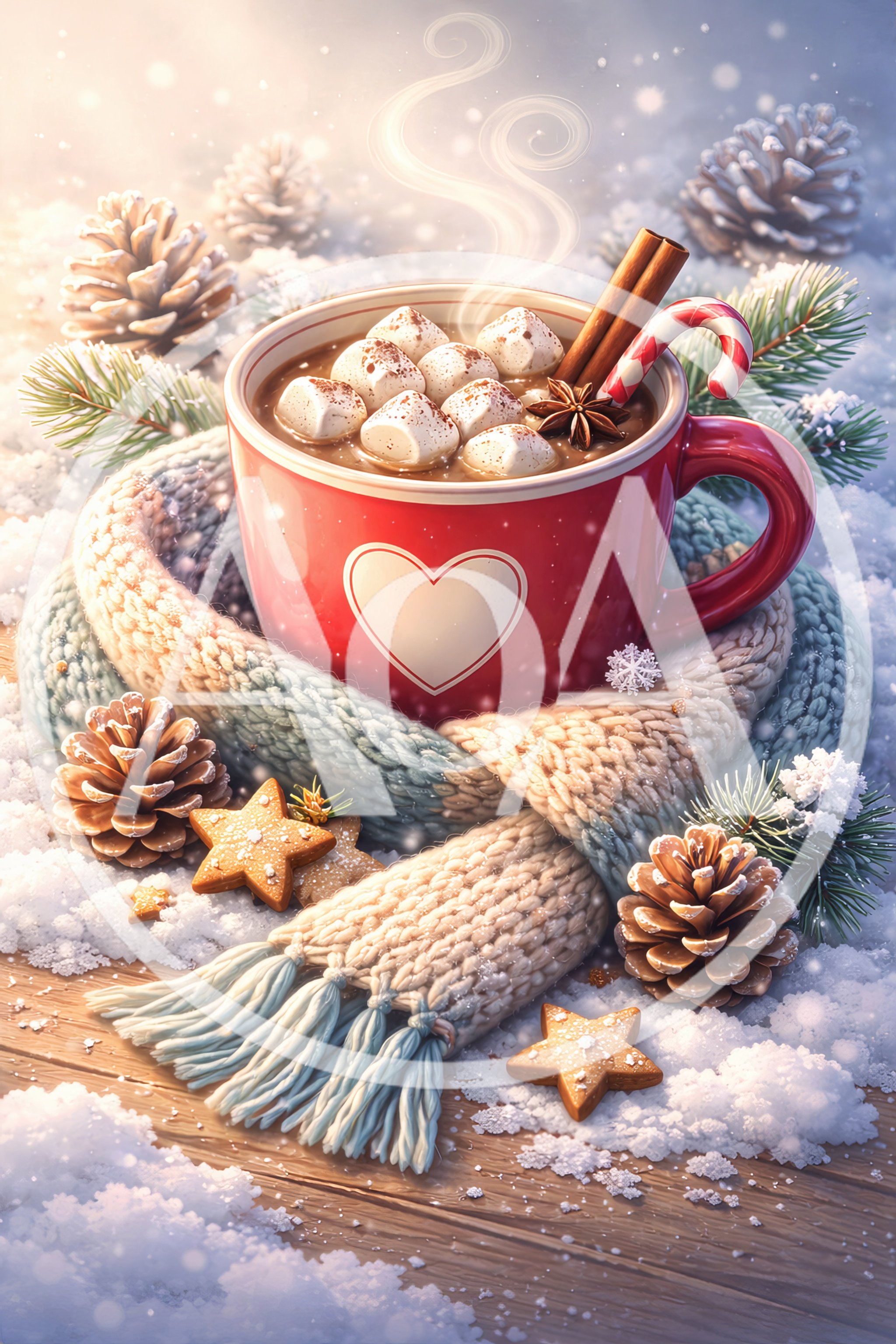 Hot Cocoa Mug Wrapped In A Cozy Winter Scarf