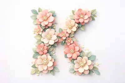 Floral Letter K Made of Paper Flowers