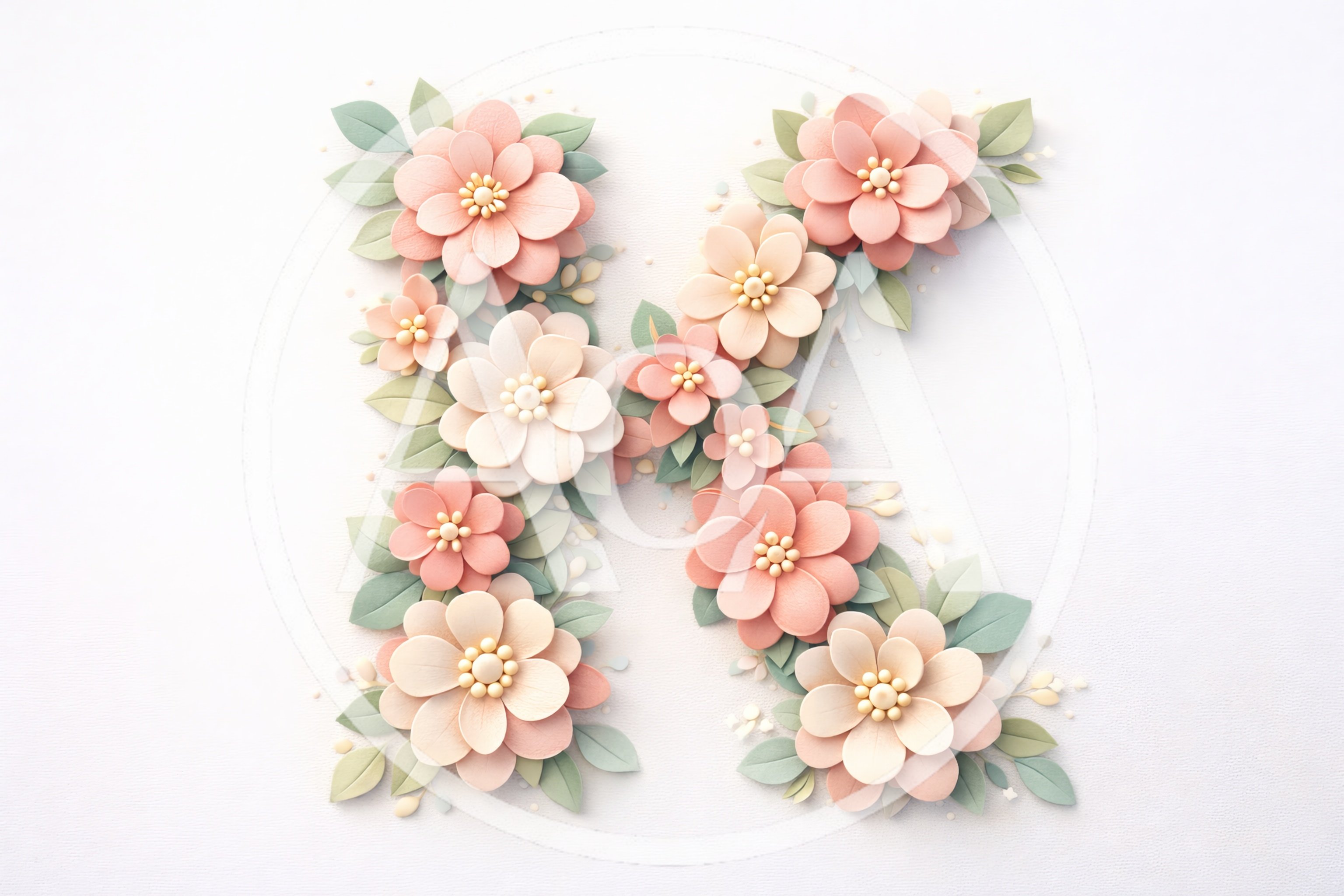Floral Letter K Made of Paper Flowers