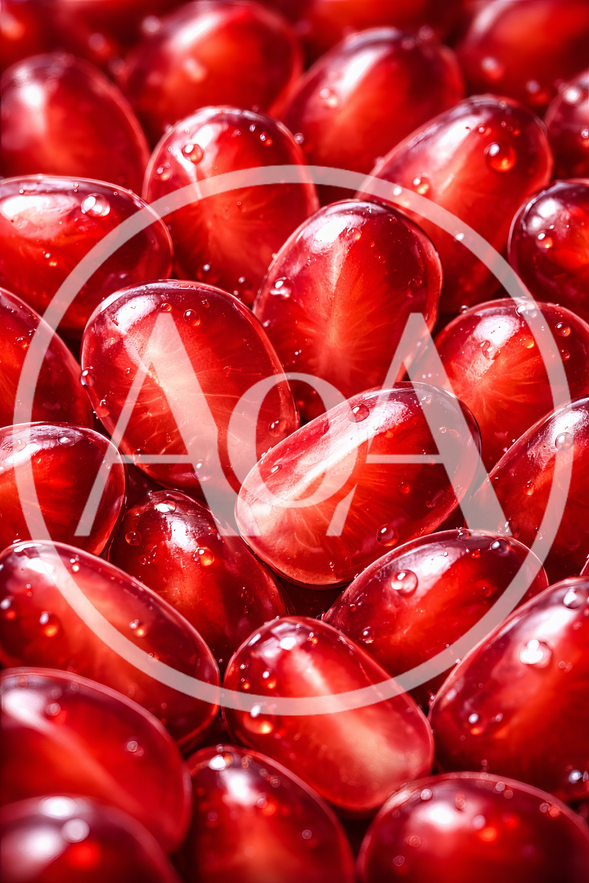 Fresh Pomegranate Arils With Water Droplets