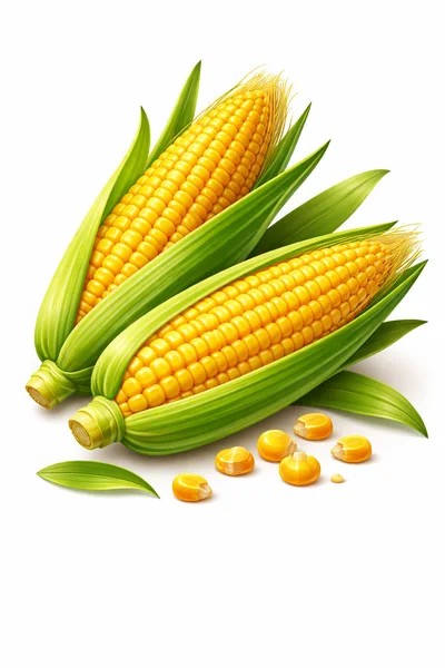 Two Fresh Corn Cobs With Loose Kernels