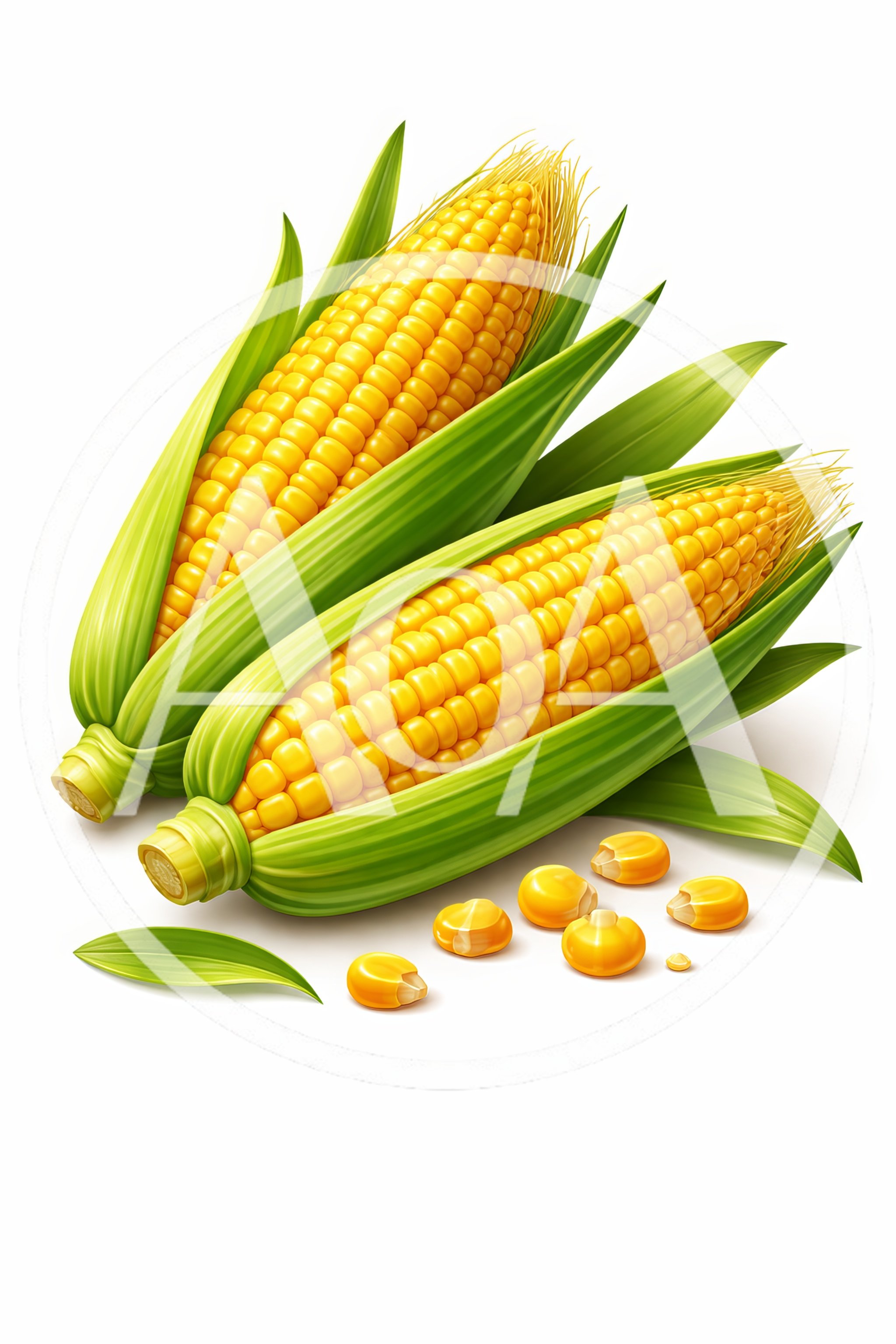 Two Fresh Corn Cobs With Loose Kernels