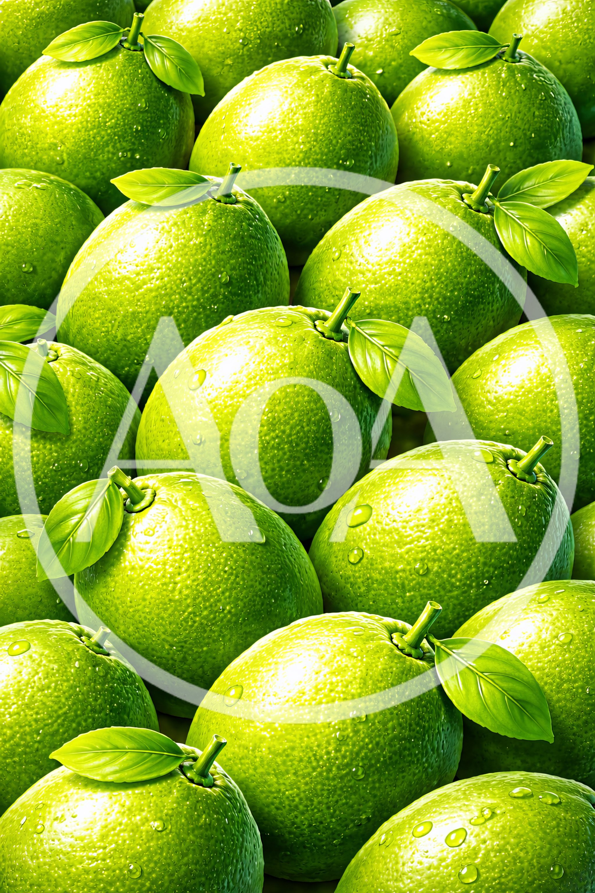 Fresh Green Limes With Water Droplets Background