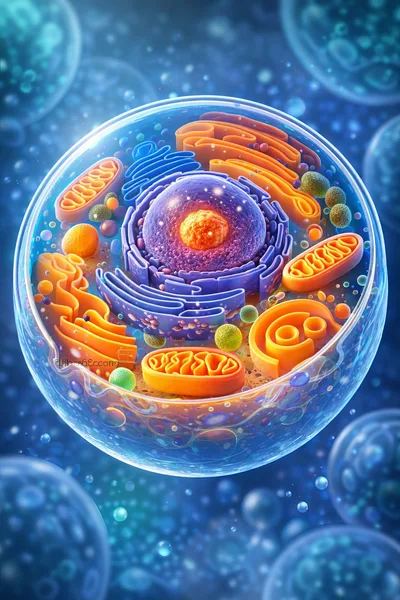 3D Rendered Biological Eukaryotic Cell Structure