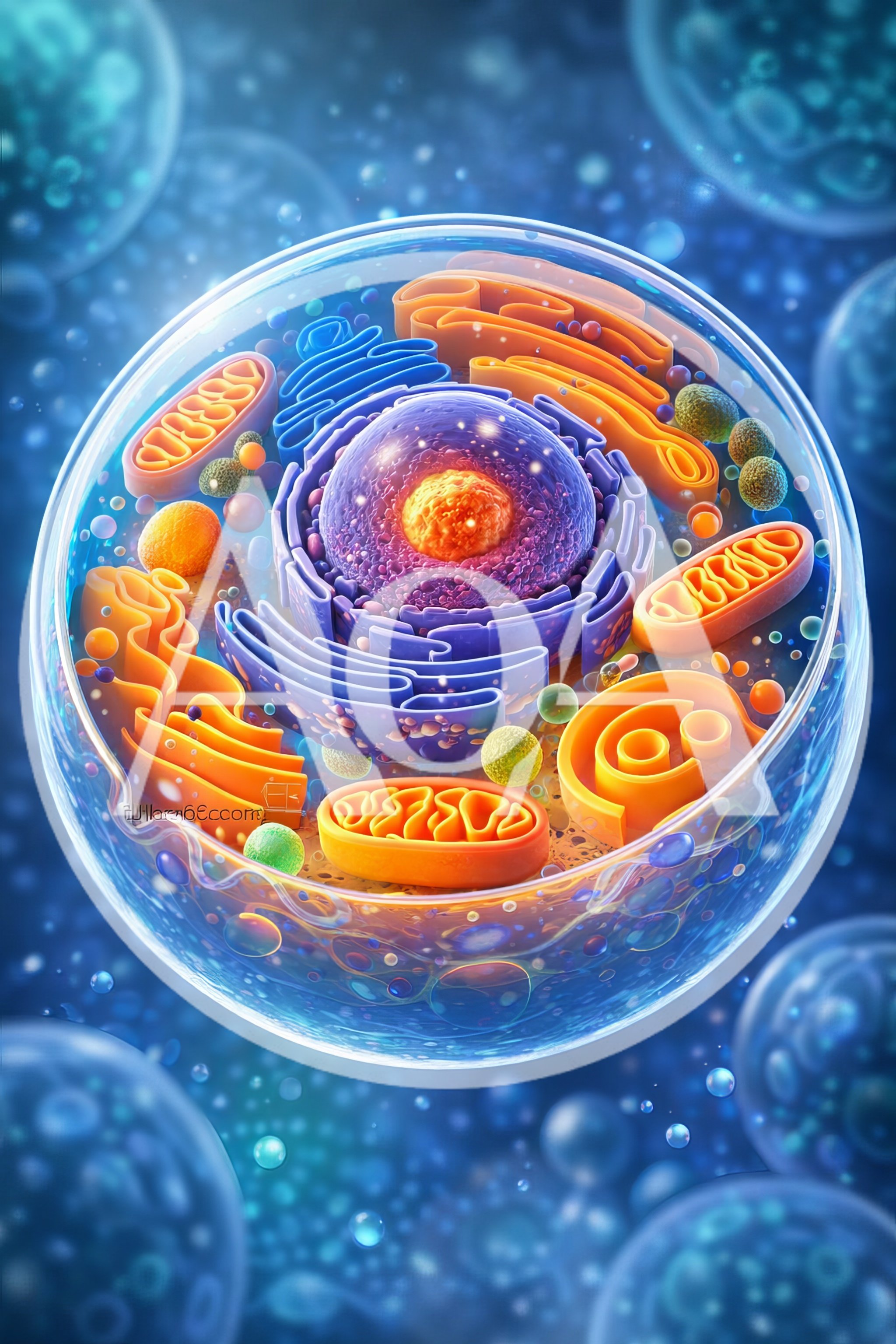 3D Rendered Biological Eukaryotic Cell Structure