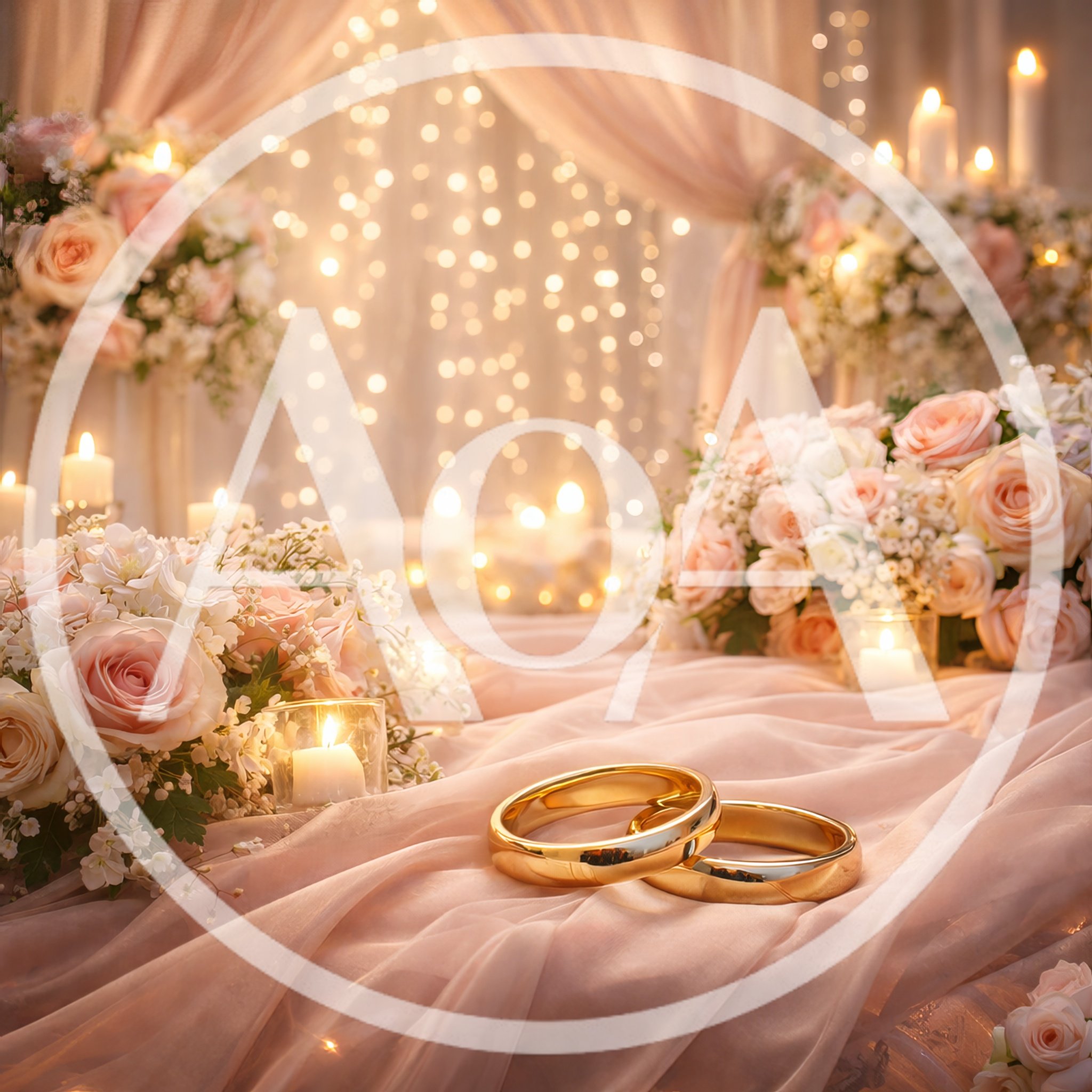 Two Gold Wedding Rings On Pink Fabric