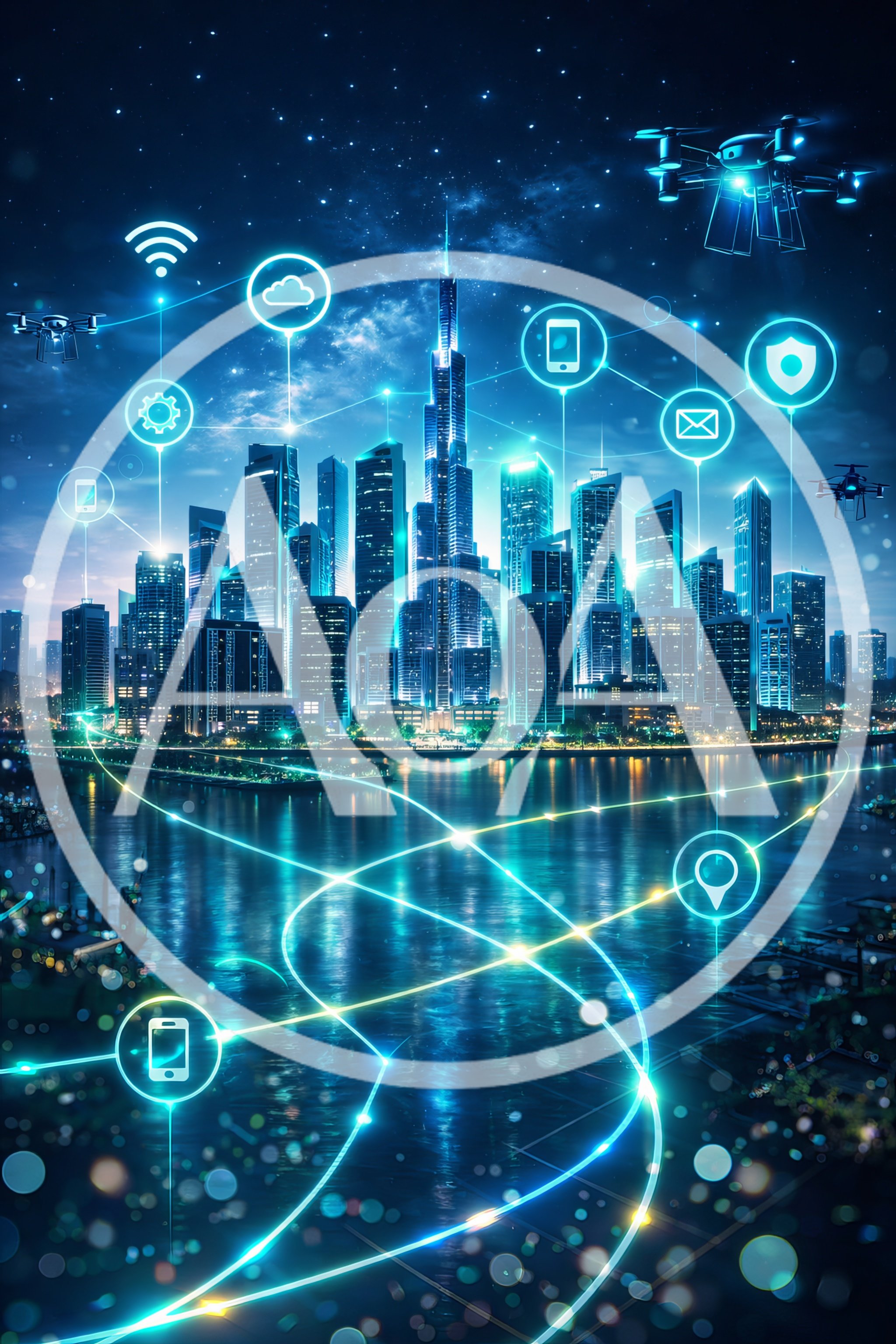 Smart City Digital Infrastructure With Connected Technology Icons