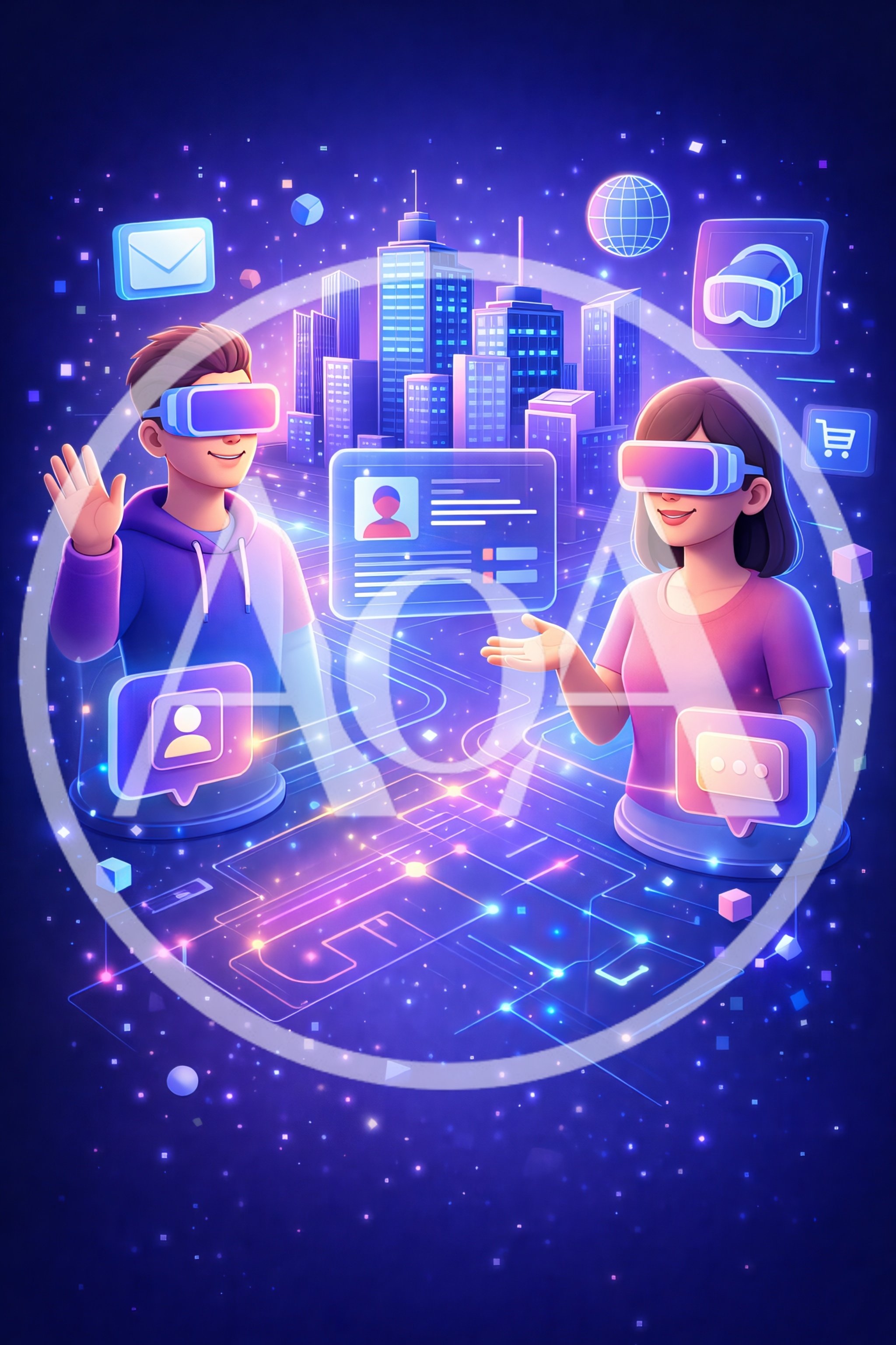 Virtual Reality Avatars Interacting In Digital Metaverse