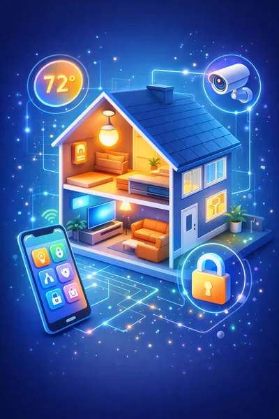 Smart Home Automation Concept With Mobile App Control