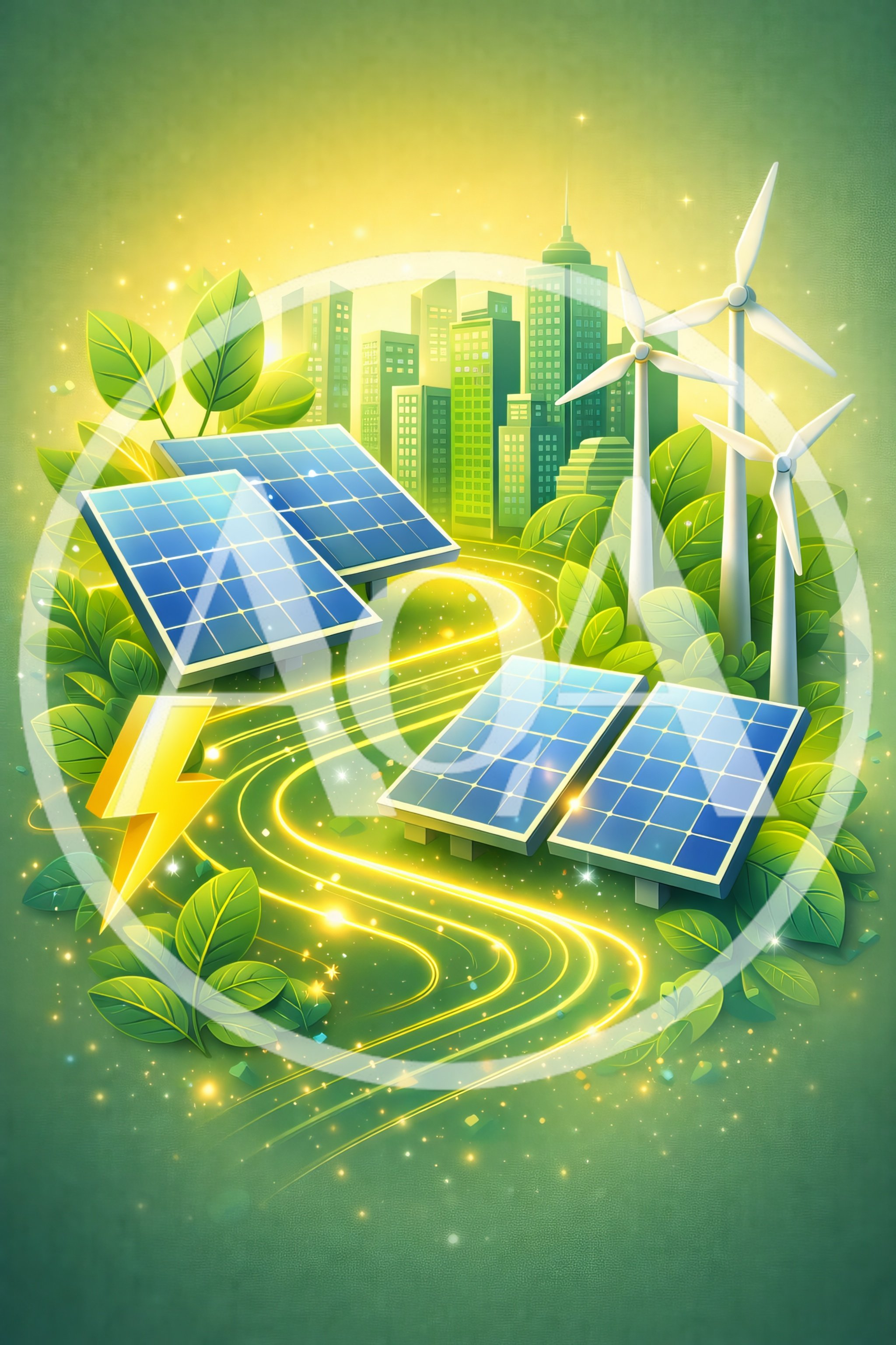 Sustainable Green Energy City Concept Illustration