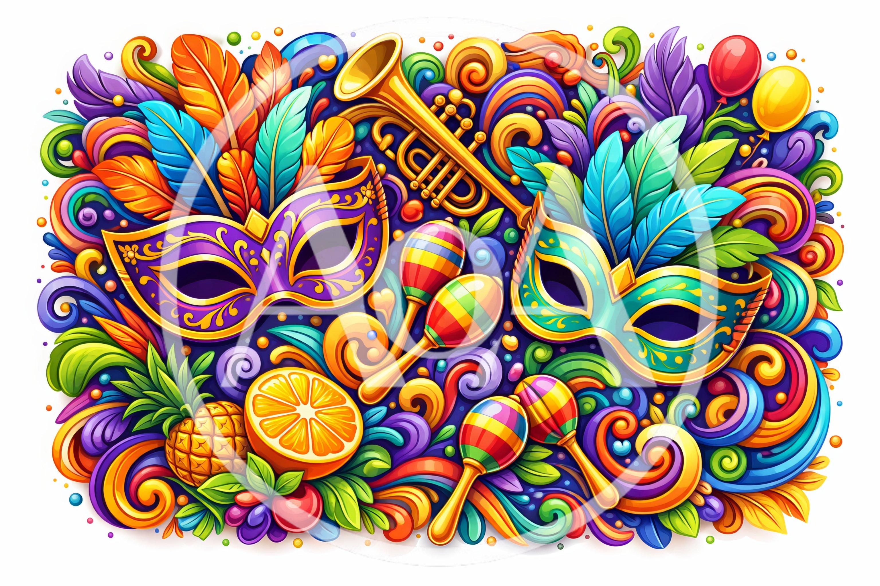 Colorful Carnival Celebration Illustration With Masks And Instruments