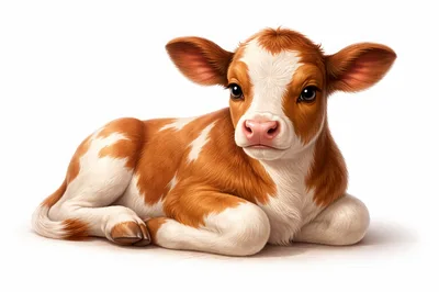 Adorable Brown And White Calf Resting