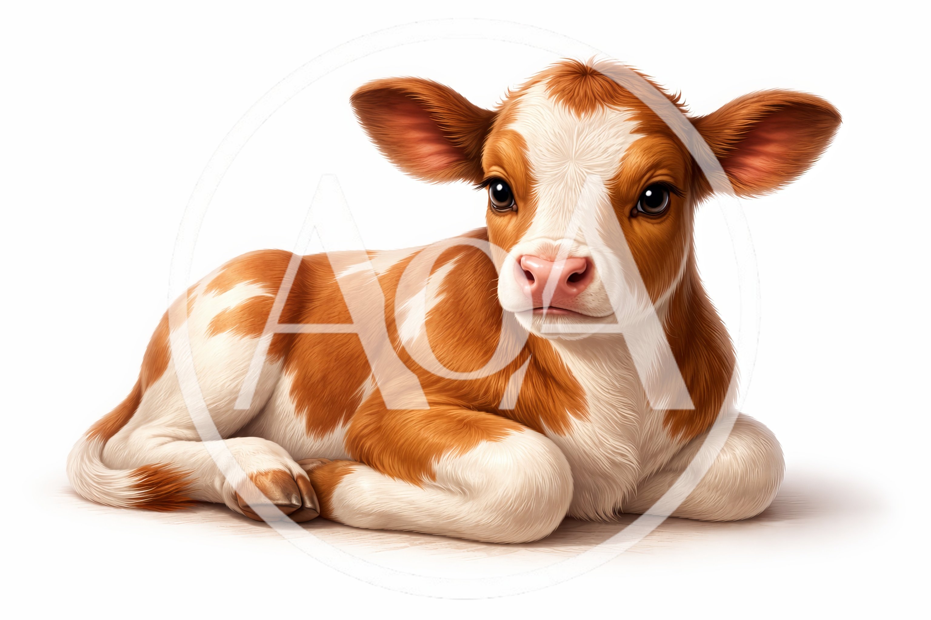 Adorable Brown And White Calf Resting