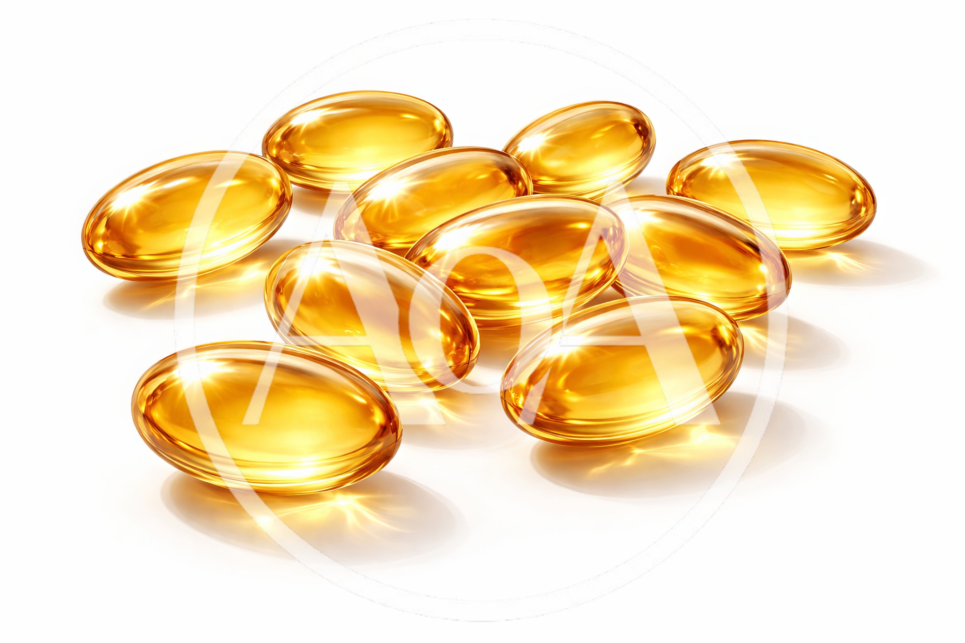 Group Of Golden Omega 3 Fish Oil Capsules