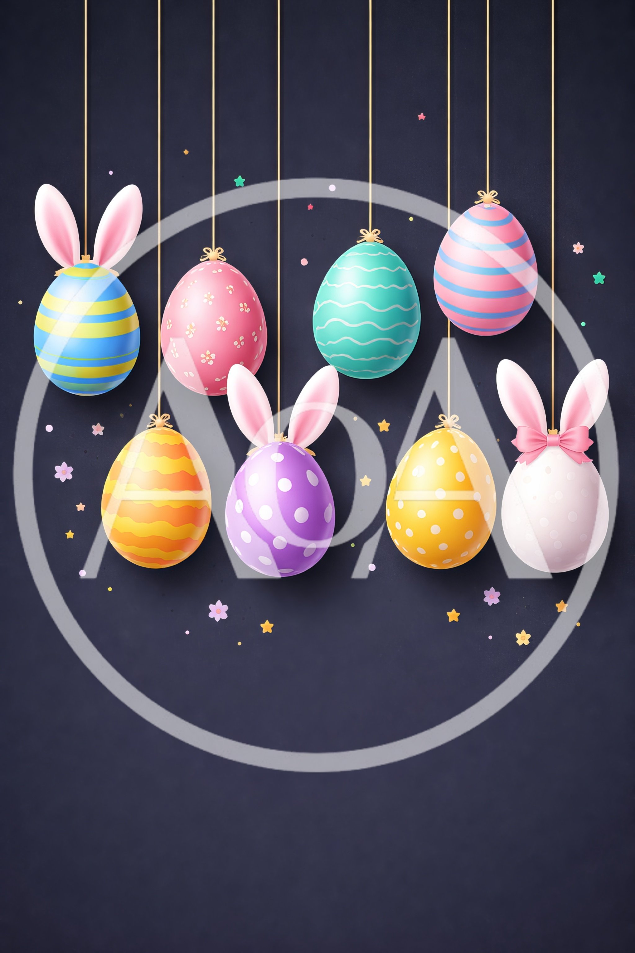 Hanging Decorative Easter Eggs With Bunny Ears