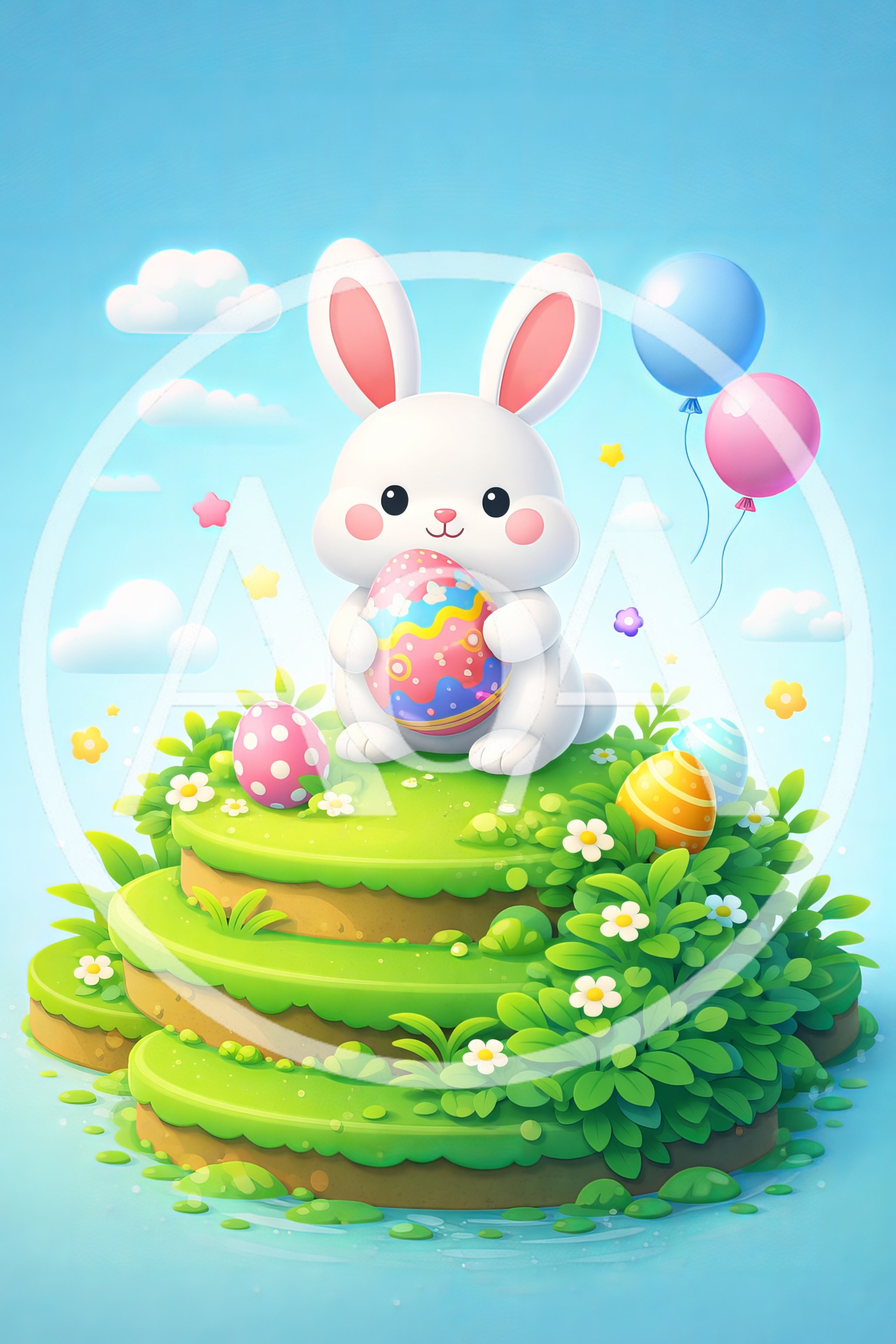 Cute Easter Bunny Holding A Decorated Egg