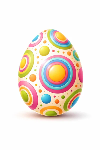Colorful Decorative Easter Egg With Concentric Circle Patterns