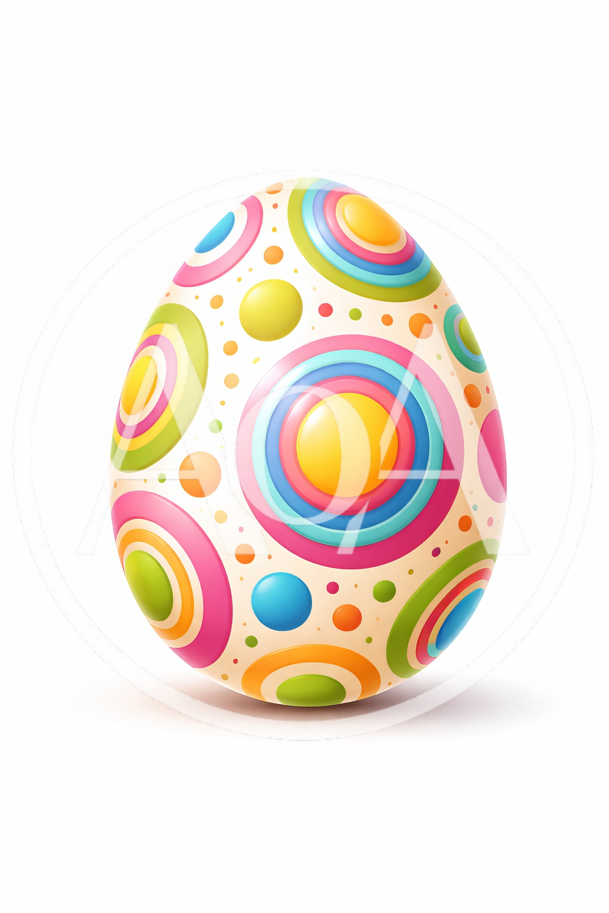 Colorful Decorative Easter Egg With Concentric Circle Patterns