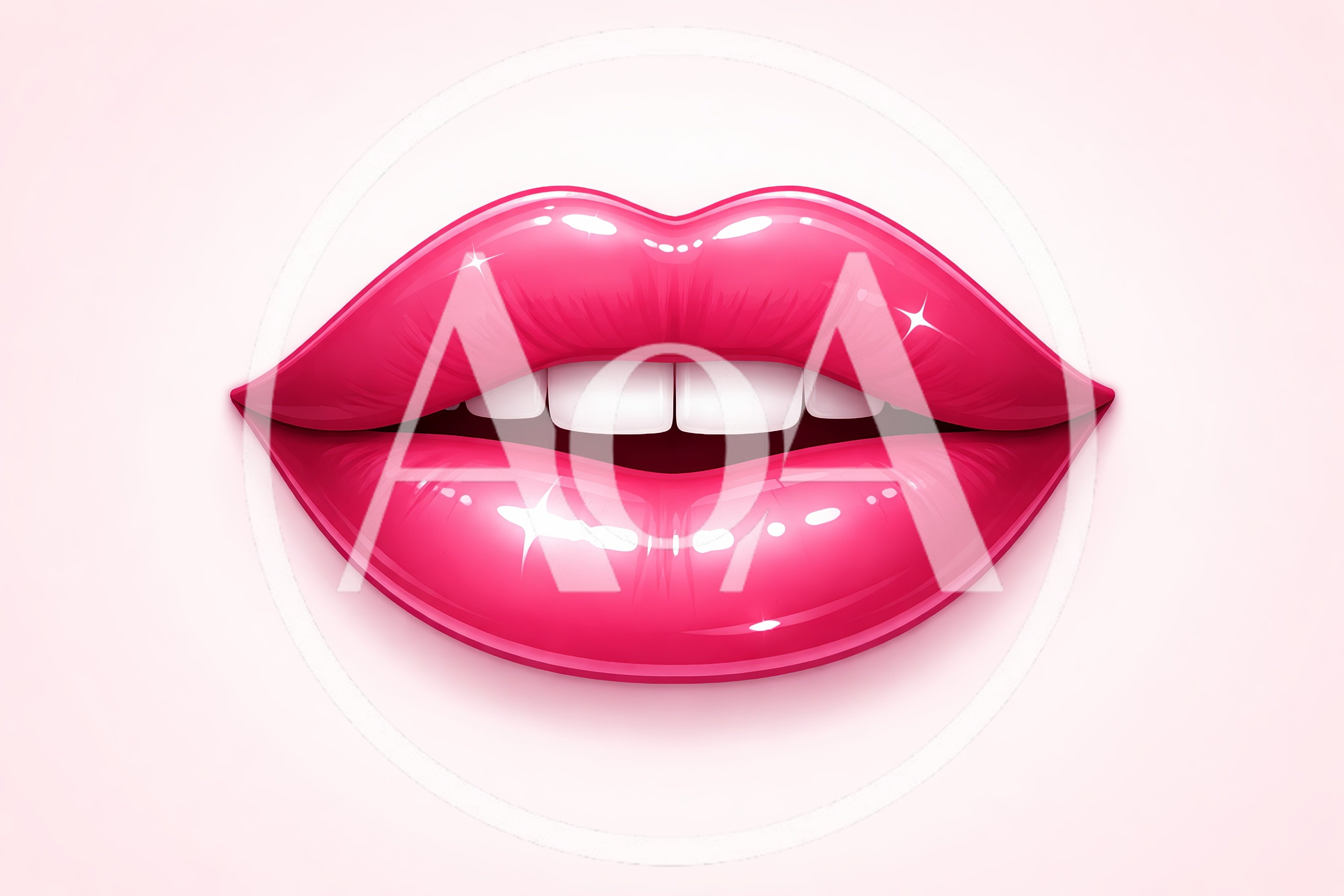 Glossy Pink Lips With White Teeth Illustration