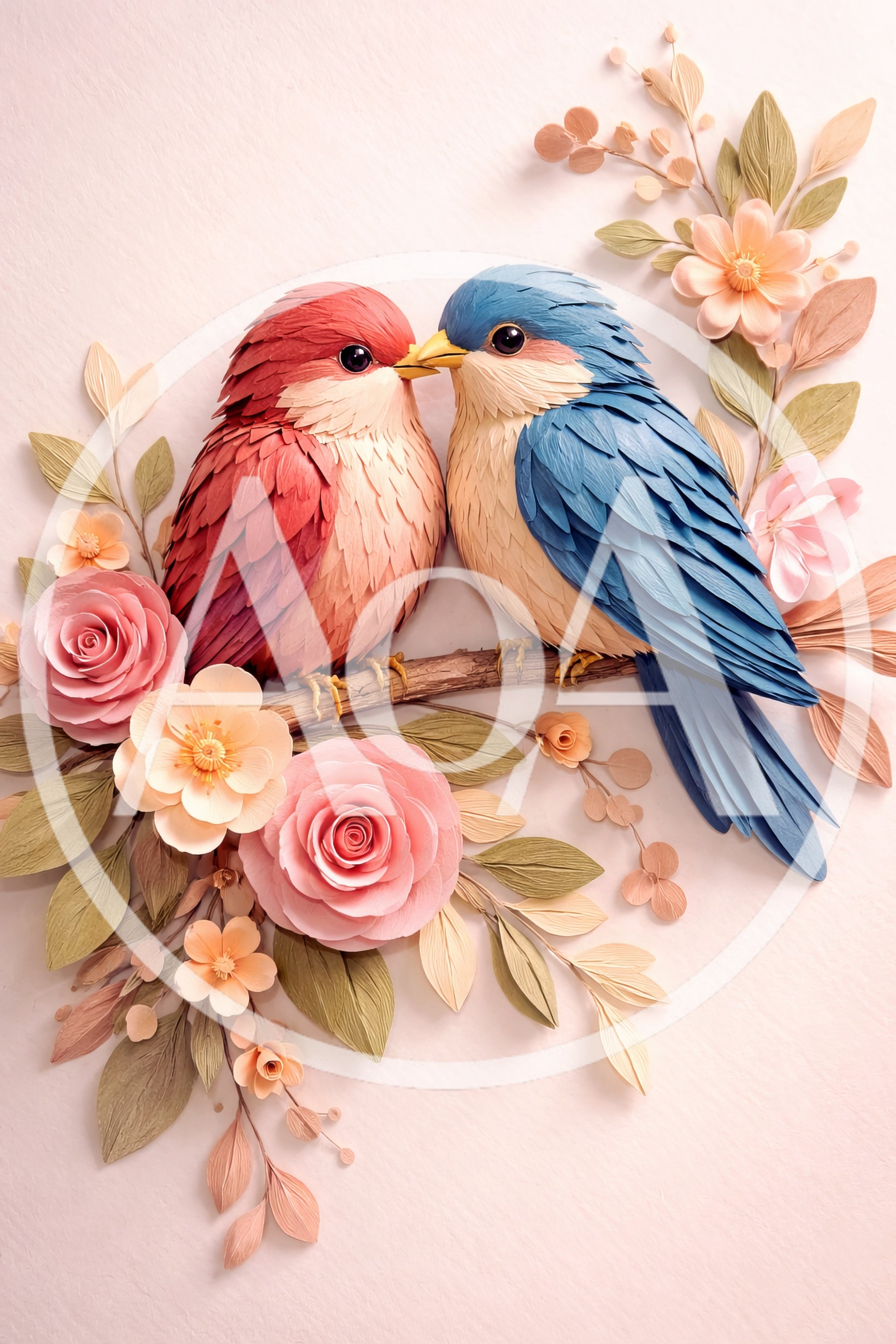 Paper Quilling Art Of Two Birds On A Branch