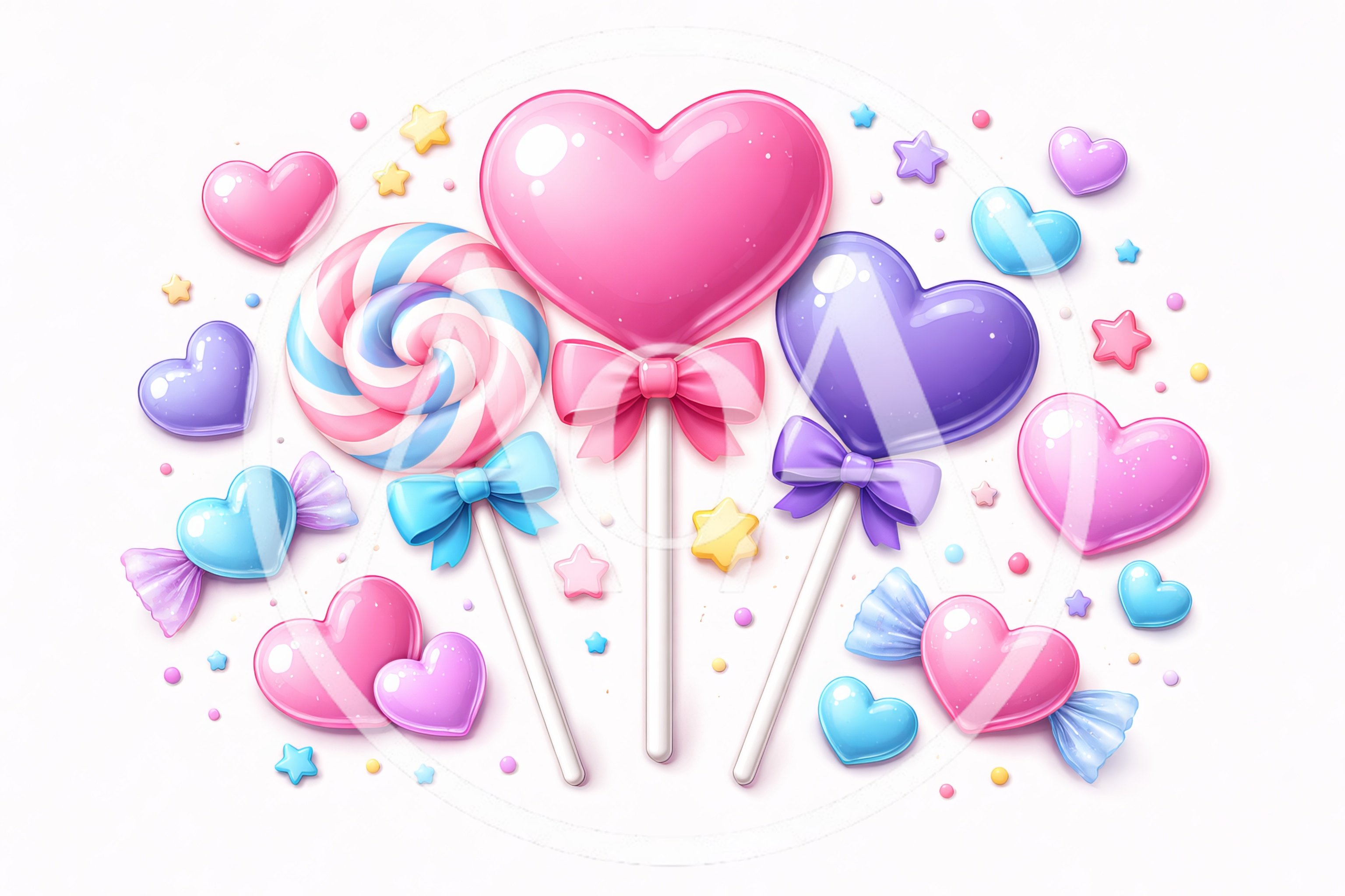 Assorted Heart Shaped Candies and Lollipops