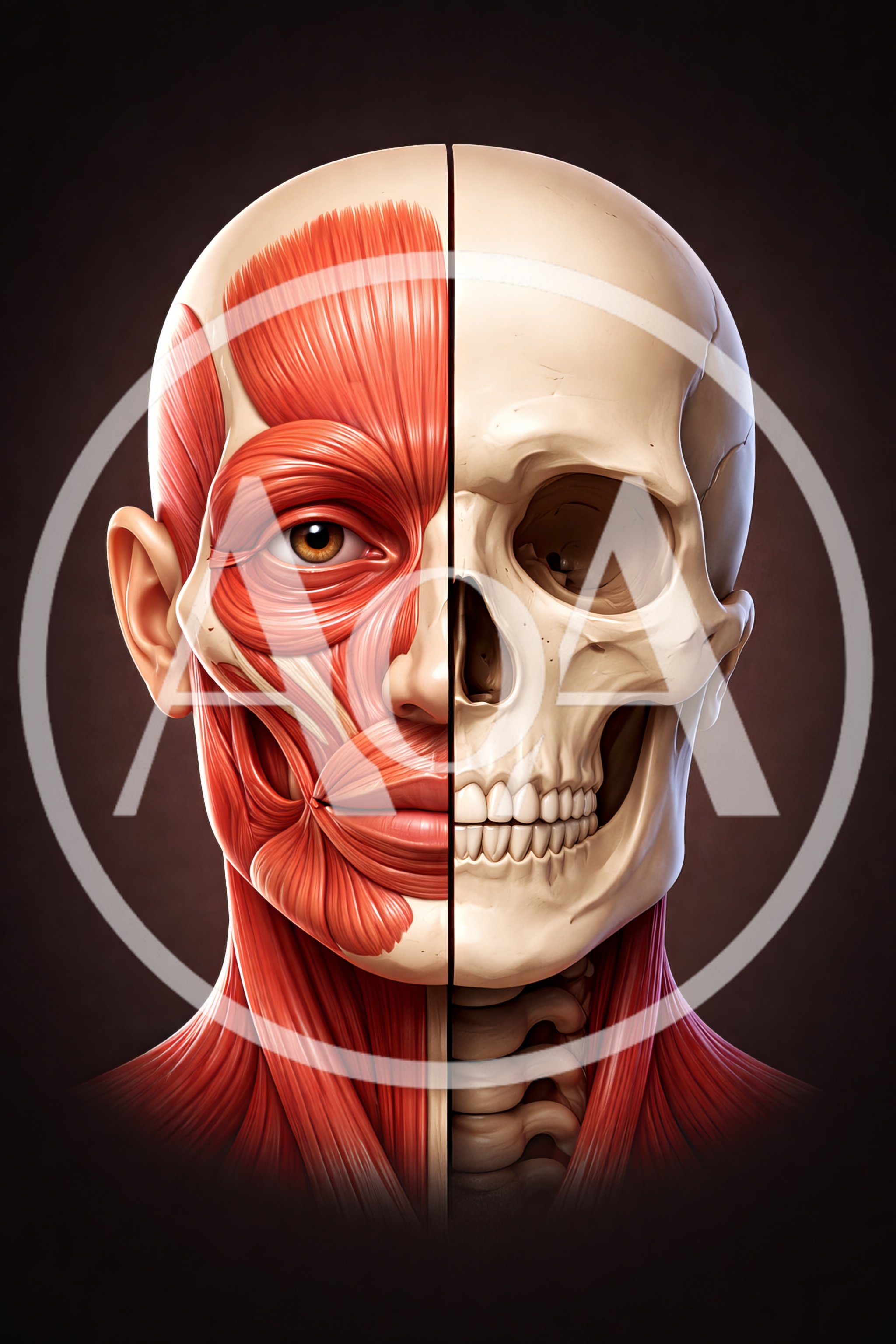 Anatomical Split View Of Human Head And Neck