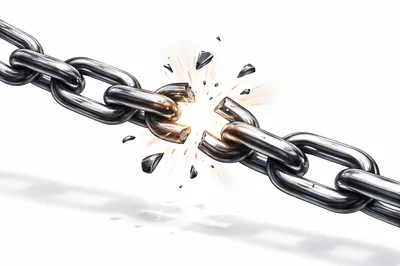 Broken Metal Chain Links Snapping Under Pressure