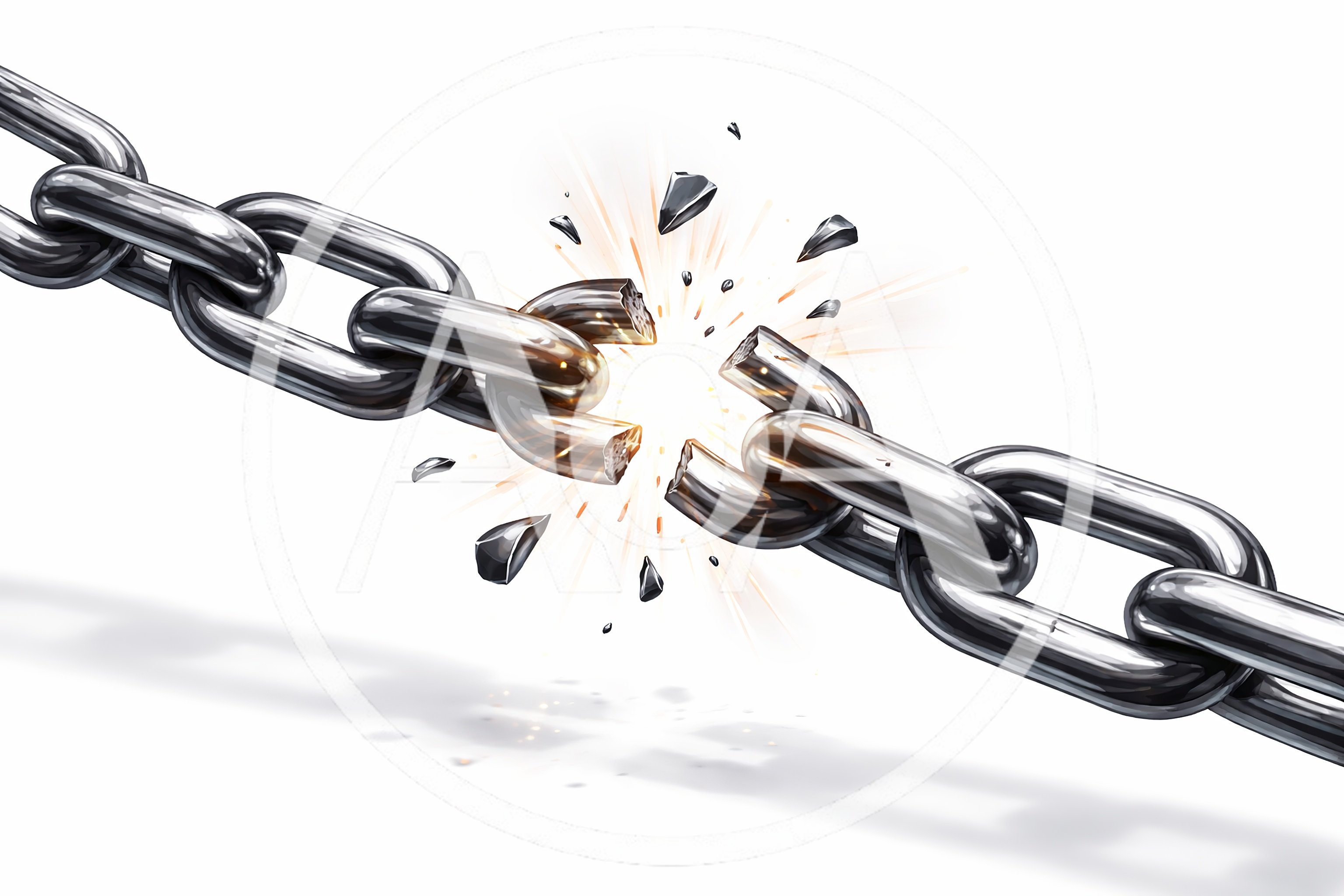 Broken Metal Chain Links Snapping Under Pressure