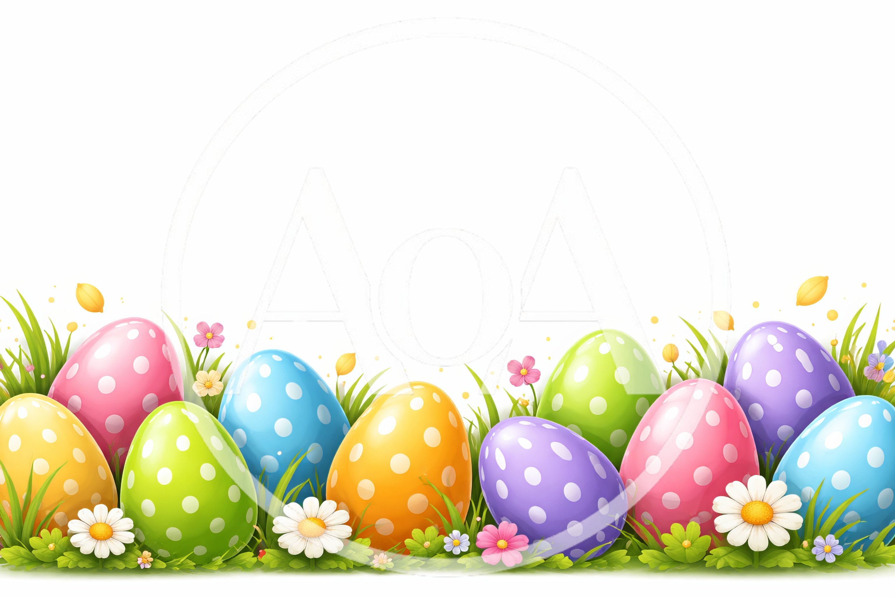 Colorful Polka Dot Easter Eggs in Spring Grass