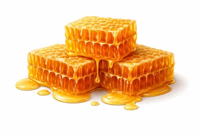 Three Stacked Honeycomb Blocks With Dripping Honey
