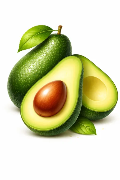 Fresh Whole And Sliced Avocados On White Background