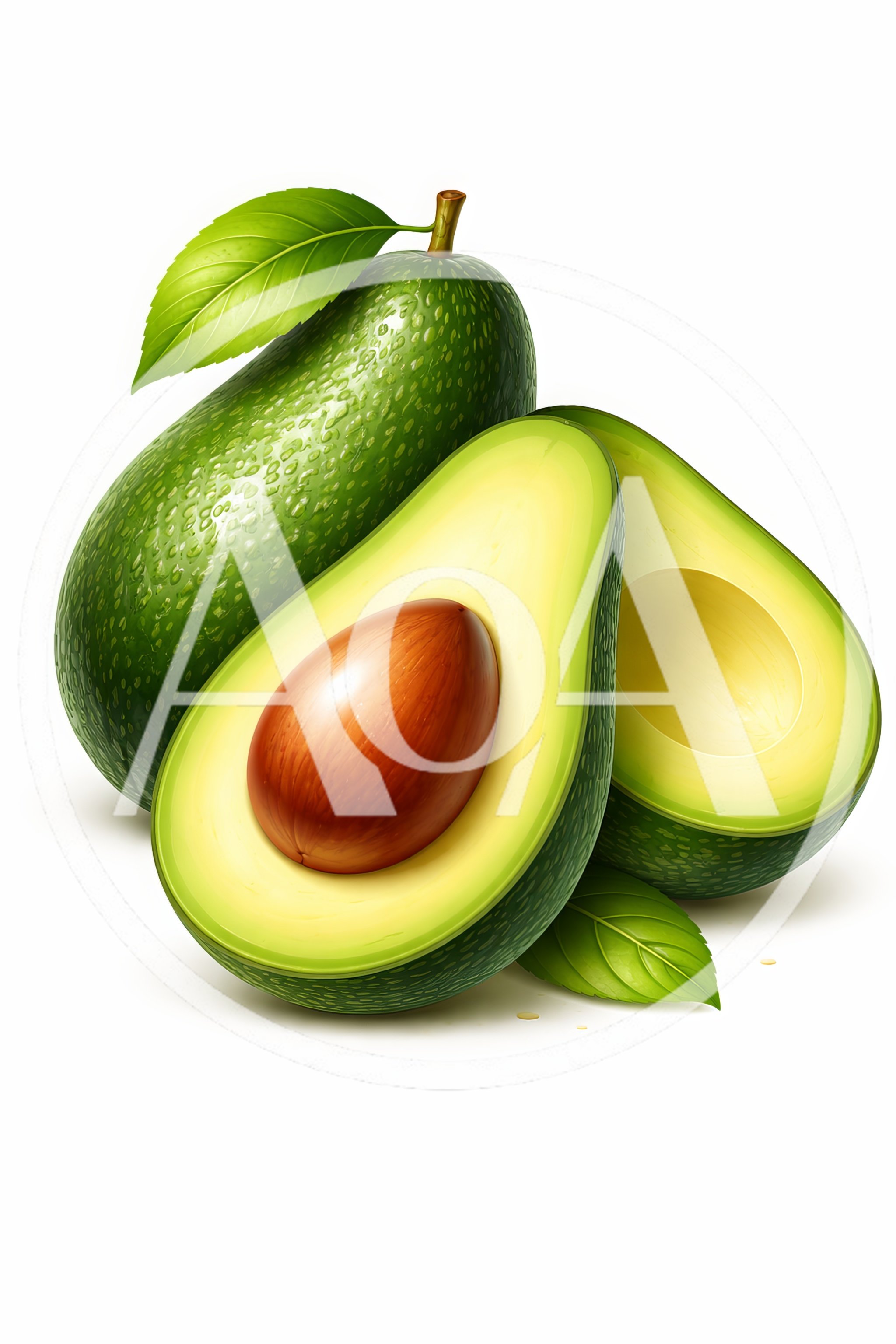 Fresh Whole And Sliced Avocados On White Background
