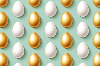 Pattern of Golden and White Easter Eggs