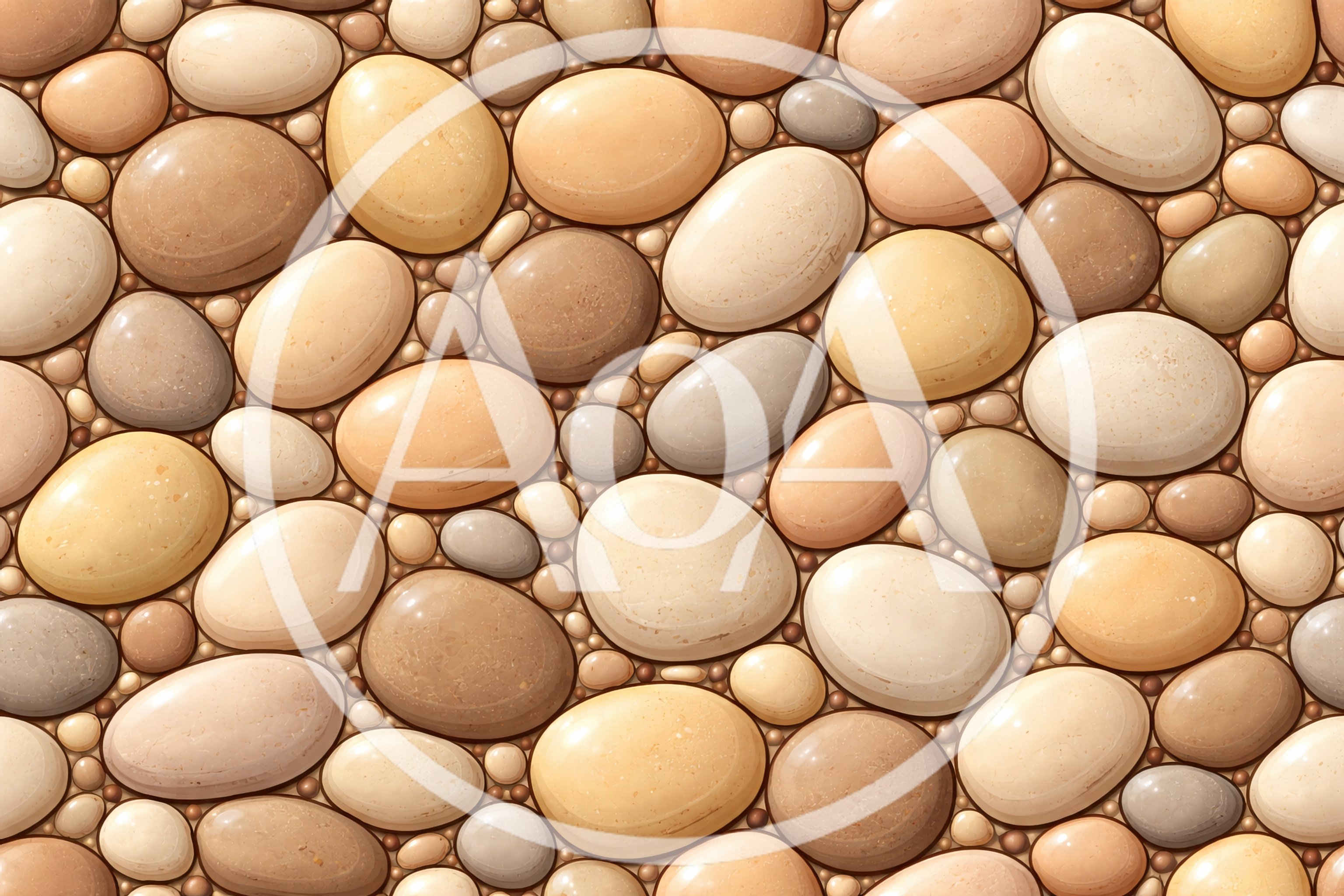 Seamless Pattern Of Smooth Polished River Stones