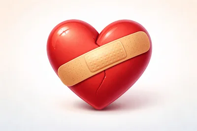 Broken Red Heart With Adhesive Bandage