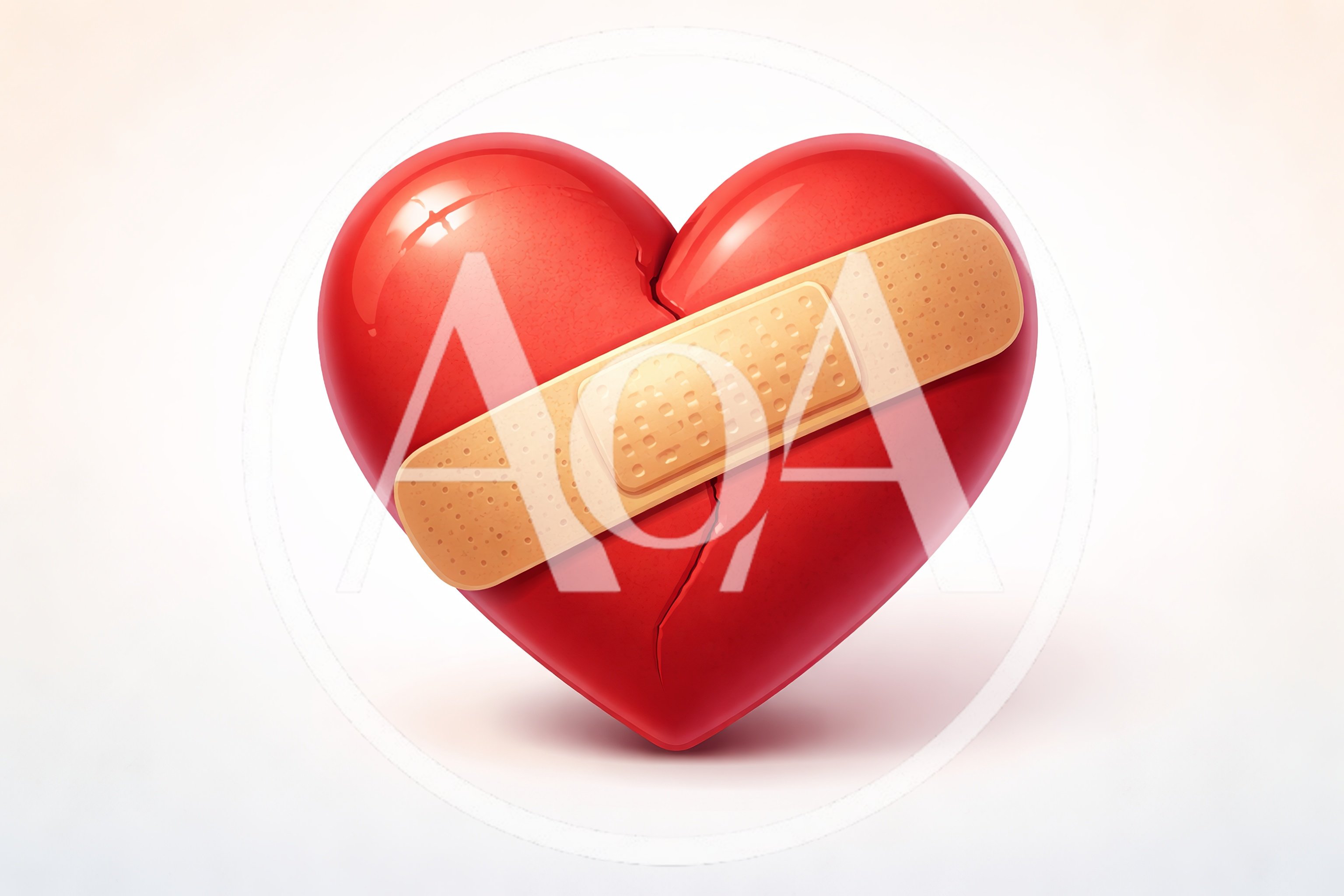 Broken Red Heart With Adhesive Bandage