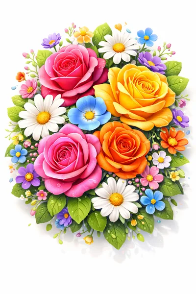 Vibrant Floral Bouquet With Roses And Daisies