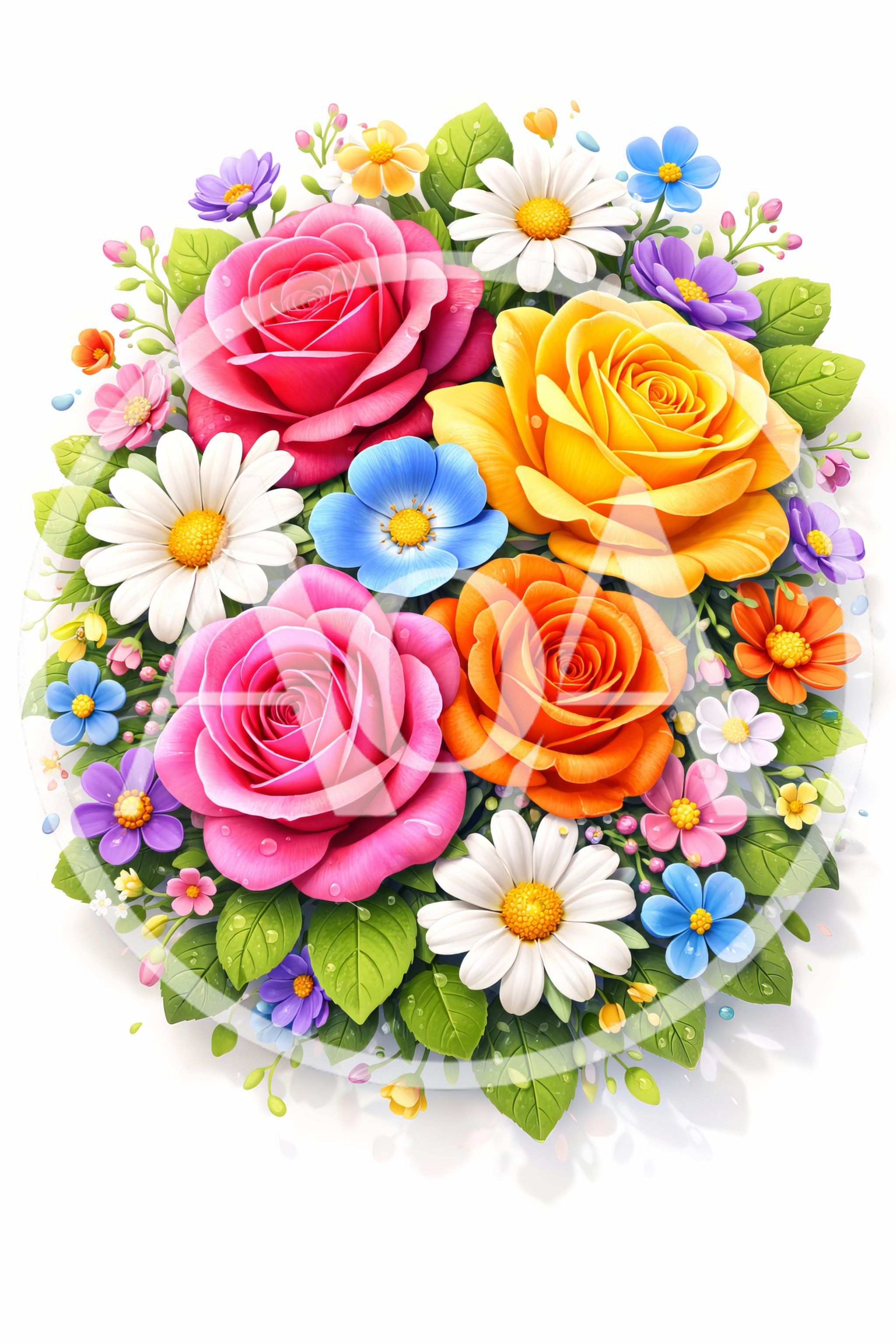 Vibrant Floral Bouquet With Roses And Daisies