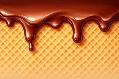 Liquid Chocolate Drip Over Crispy Wafer Texture
