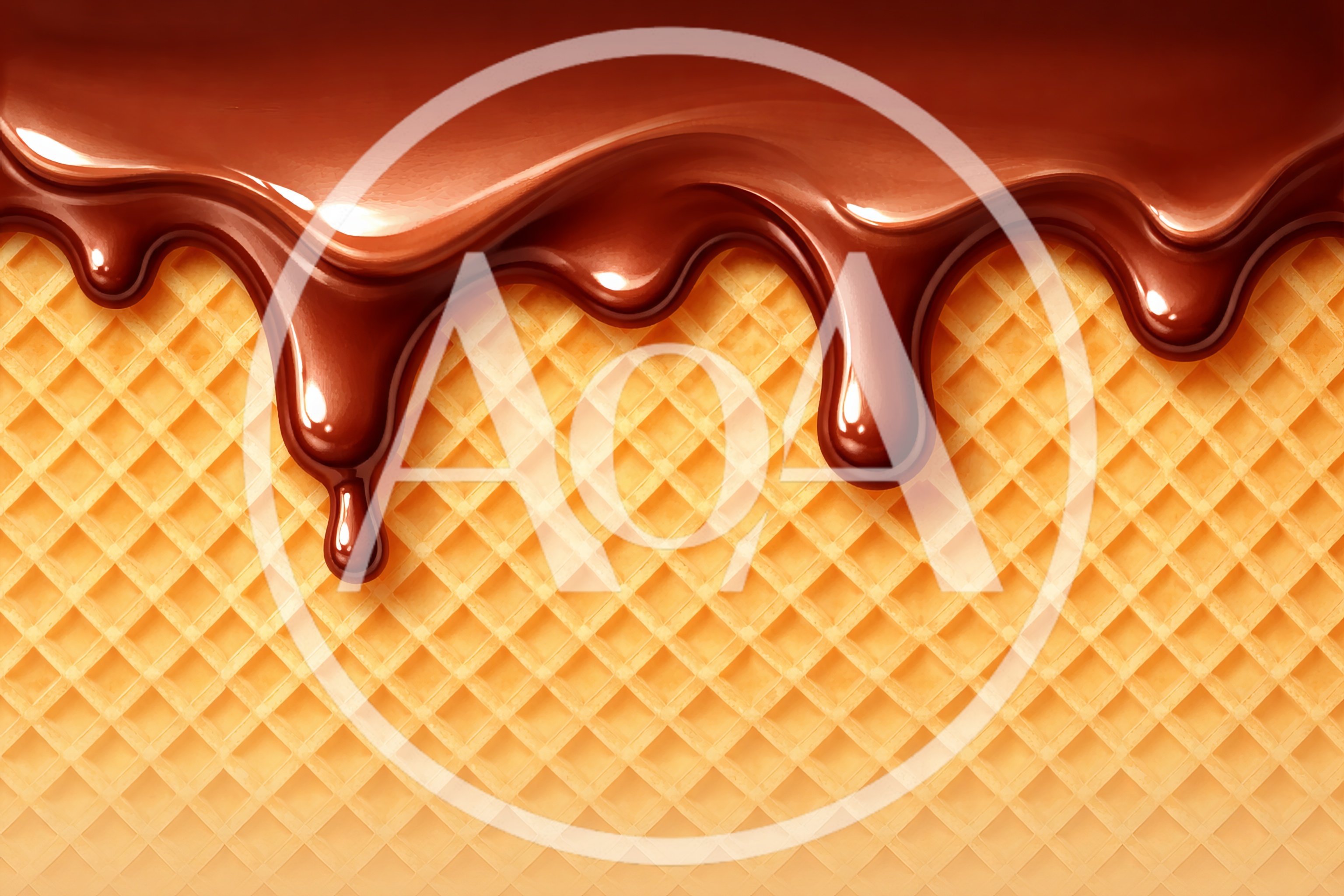 Liquid Chocolate Drip Over Crispy Wafer Texture