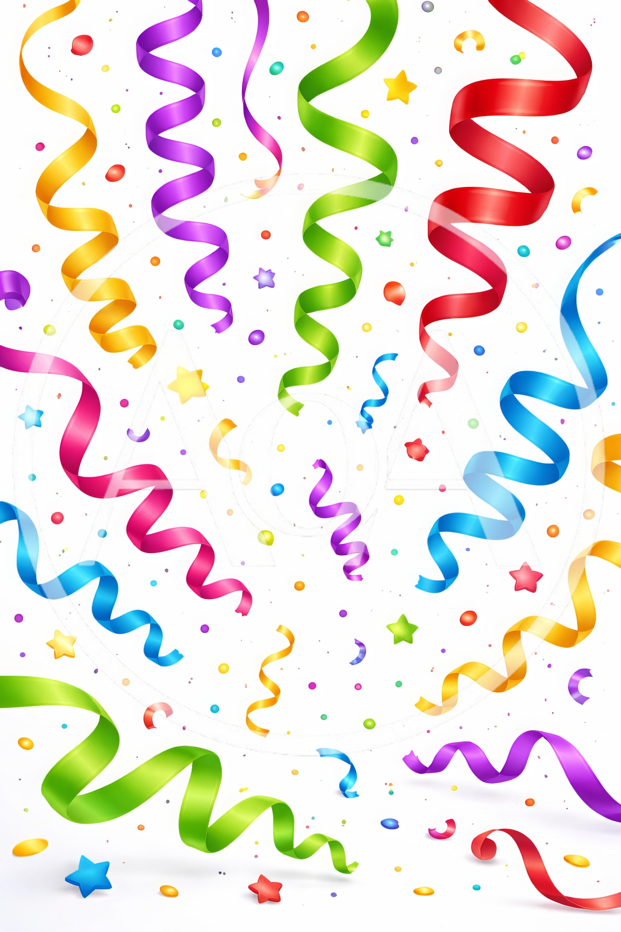 Colorful Party Streamers and Confetti Background