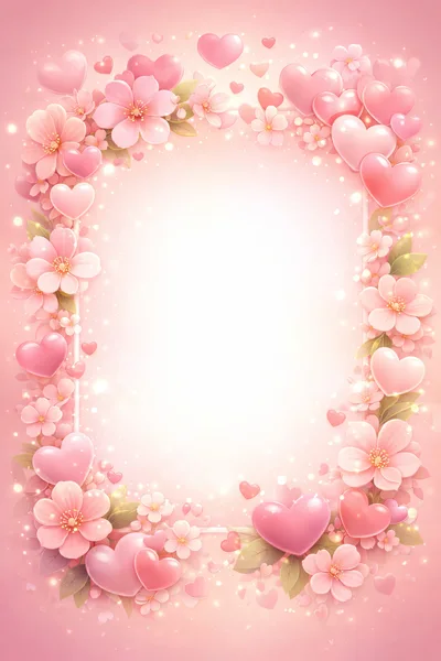 Pink Floral Heart Frame Background