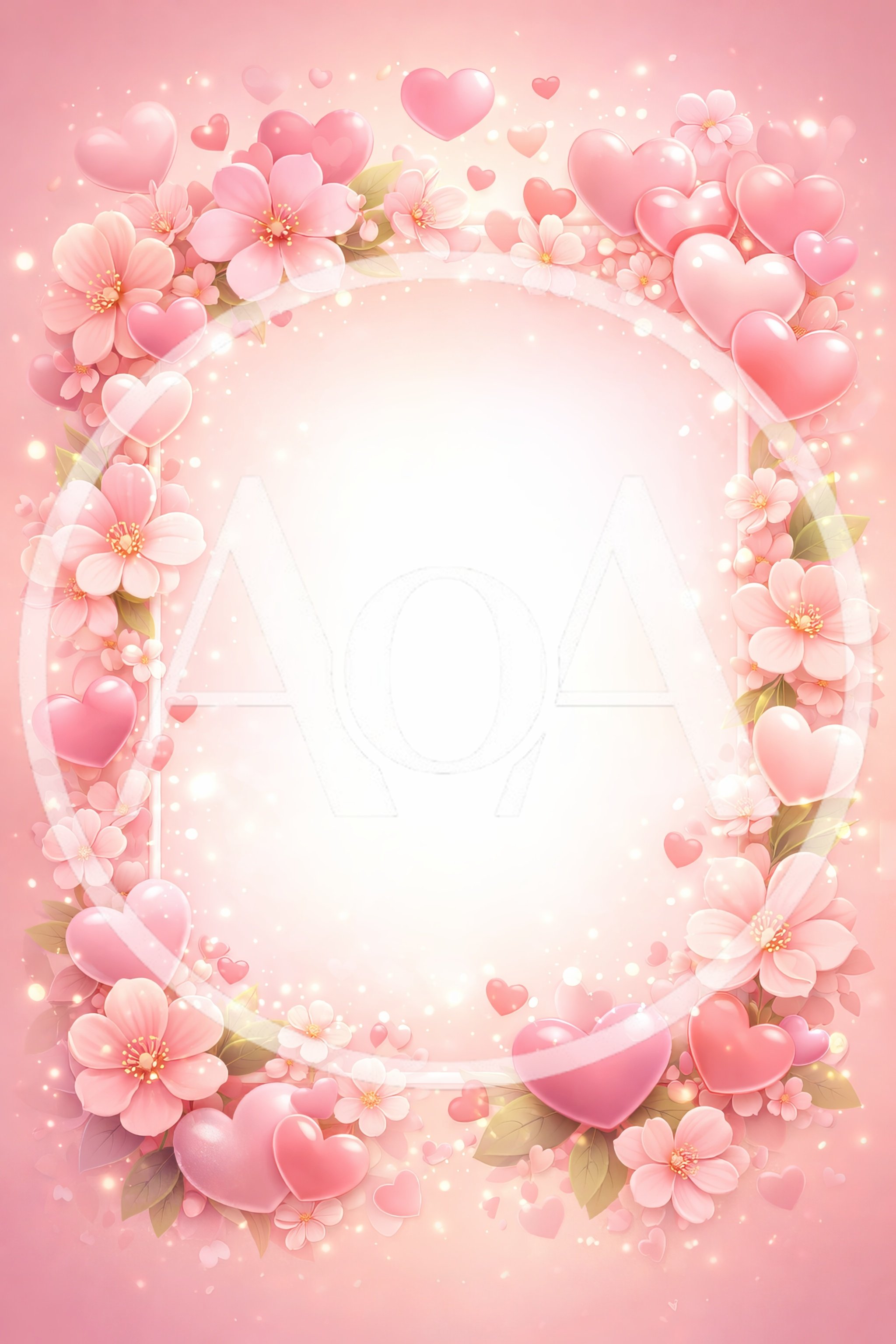Pink Floral Heart Frame Background
