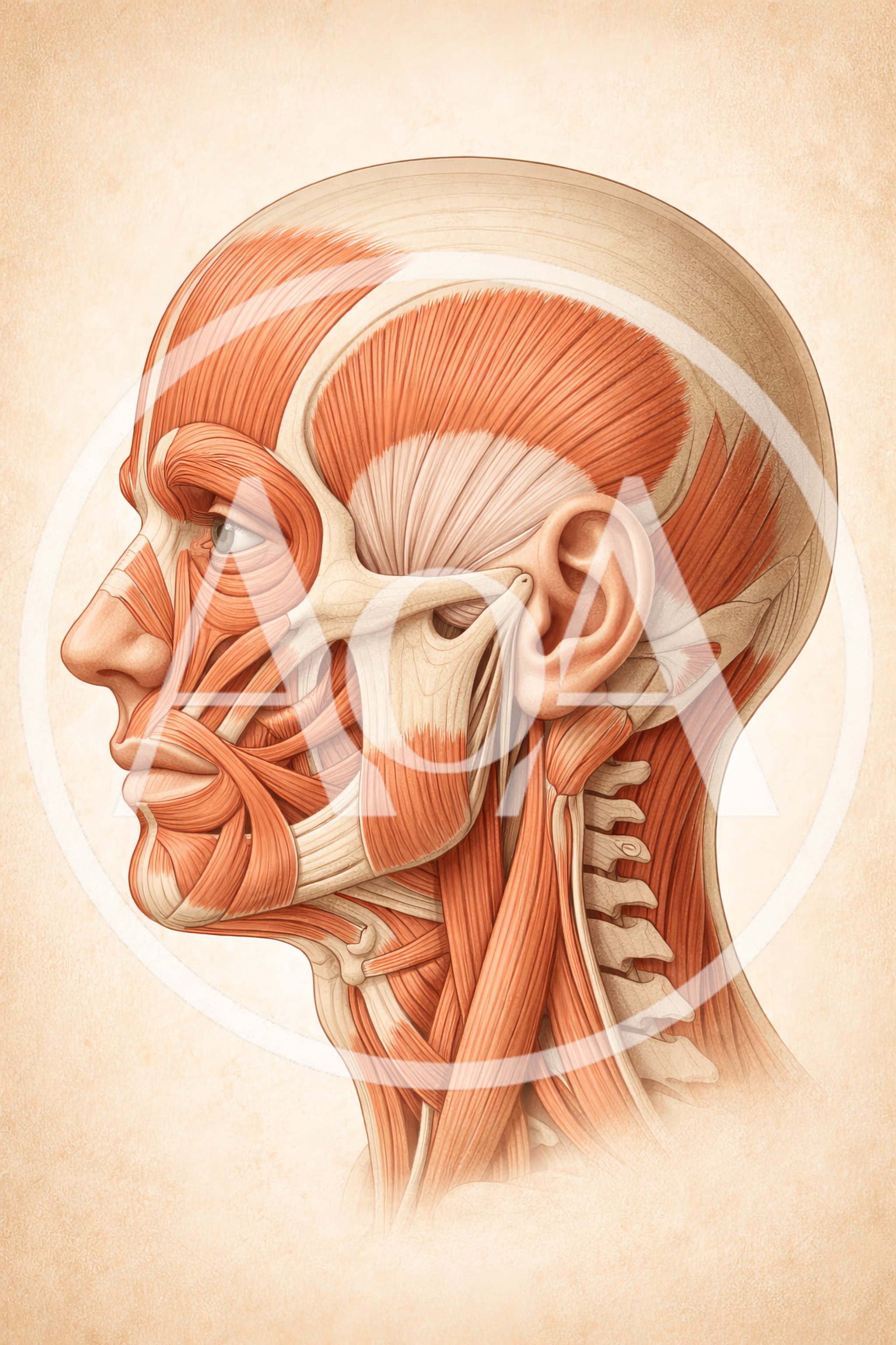 Anatomical Illustration Of Human Head And Neck Musculature