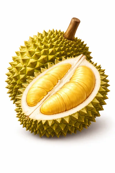 Whole And Sliced Durian Fruit On White Background